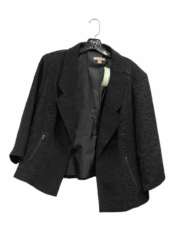 Roz & Ali Size 2X Black Print Jacket Denim Jacket Leather Jacket Suede Jacket