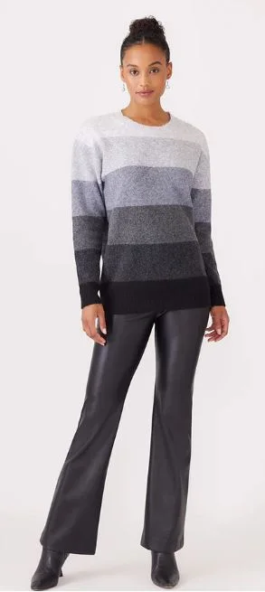 Karen Kane Stripe Ombre Sweater Gray Cashmere Blend Cotton Blend Poly Blend