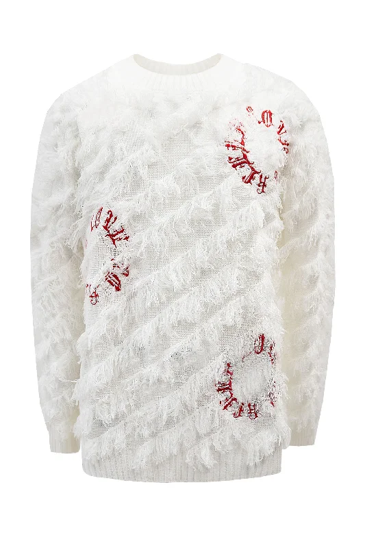 Men's Premium Thread Fringe Embroidered Sweater Wool Sweater Cotton Sweater Cashmere Sweater