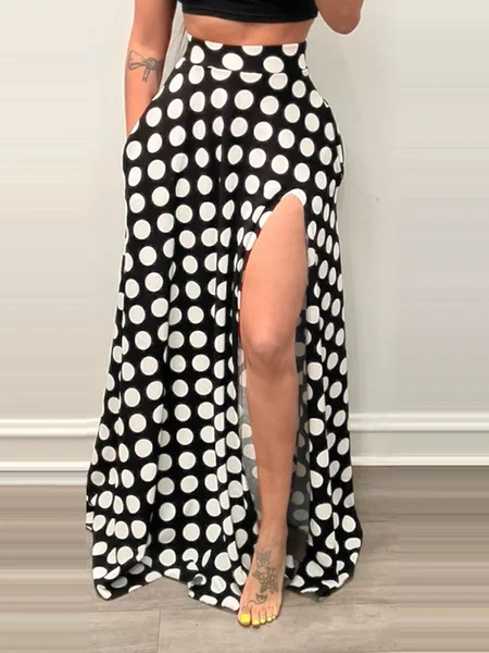 High-waisted Print Polka Dot Skirt cotton skirt soft