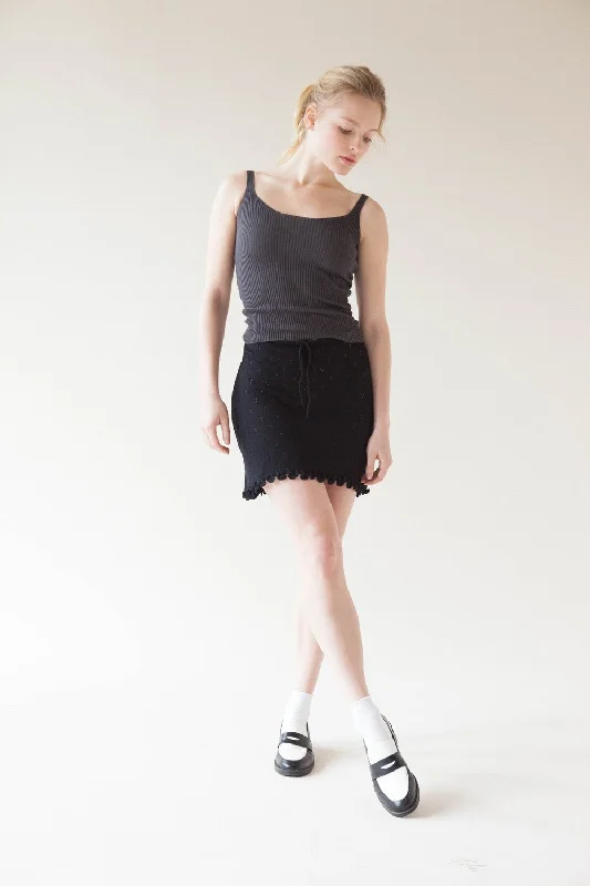 Pointelle Ruffle Skirt cashmere skirt rich