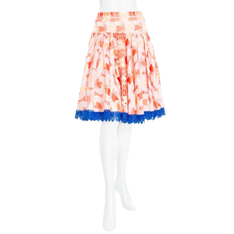 2000s Embroidered Cutout Lace Patterned A-Line Skirt denim skirt classic