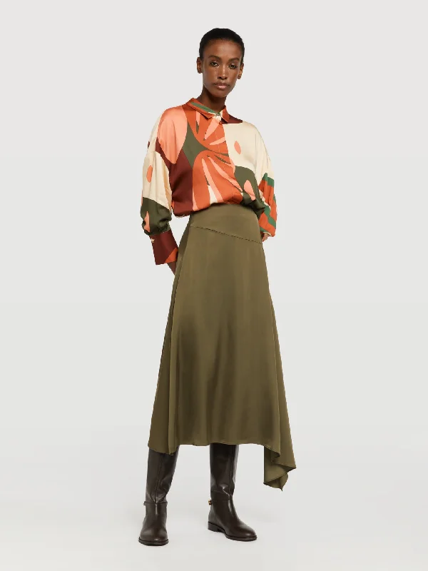 Slip skirt with front draping effect cotton skirt soft