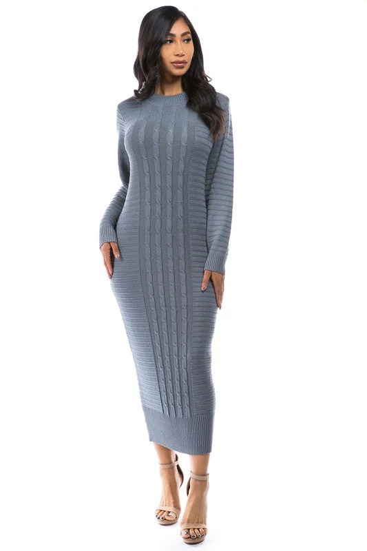 LONG MAXI SWEATER DRESS Herringbone Houndstooth Plaid