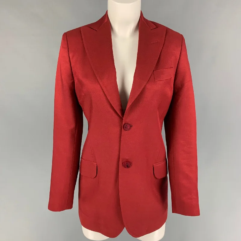 ACNE STUDIOS Size 0 Burgundy Viscose Blend Jacket Blazer Hoodie Zip-Up Jacket Button-Up Jacket