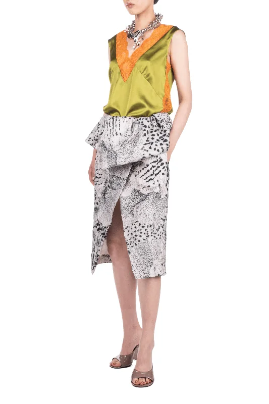 Santi Floral Print Skirt leather skirt modern
