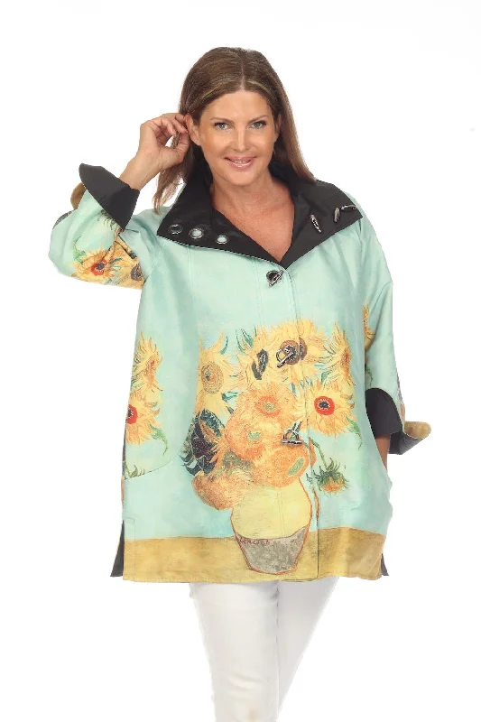 Reversible Sunflower Jacket Embroidered Jacket Appliqued Jacket Beaded Jacket