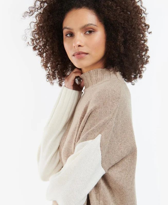 Barbour Cecilia Knit Sweater Earl Grey Glossy Satin Silk