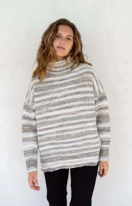 Mersea Good Vibrations Sweater Neutral Boat Neck Shawl Collar Notched Collar