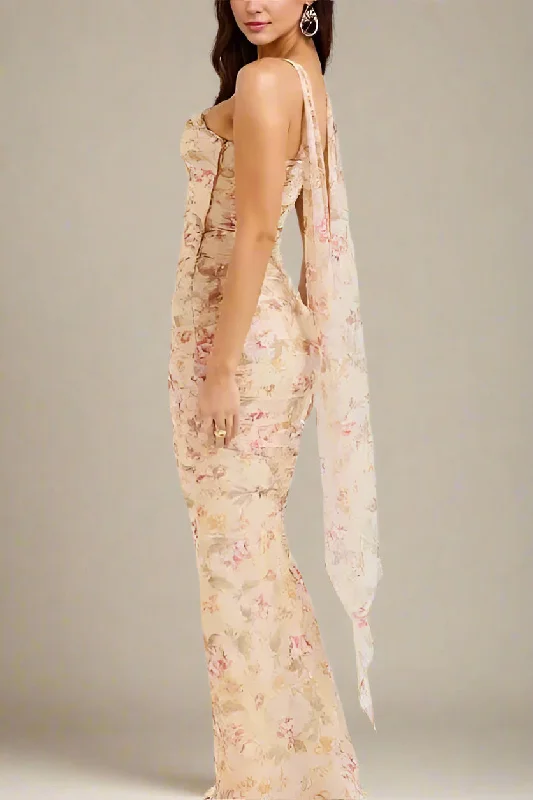 Margot Wrap Top and Maxi Skirt Outfit Set - Cream Yellow silk skirt smooth