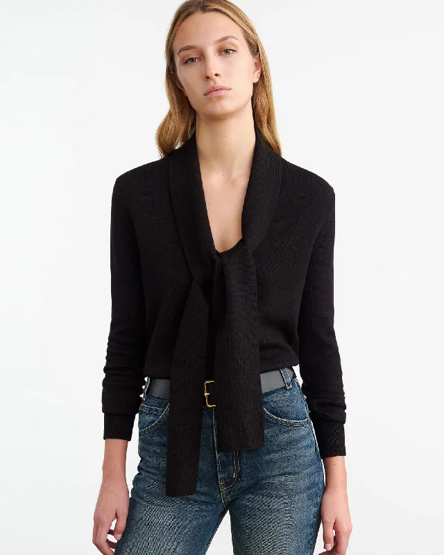 AYLA SWEATER Denim Fabric Leather Fabric Suede Fabric