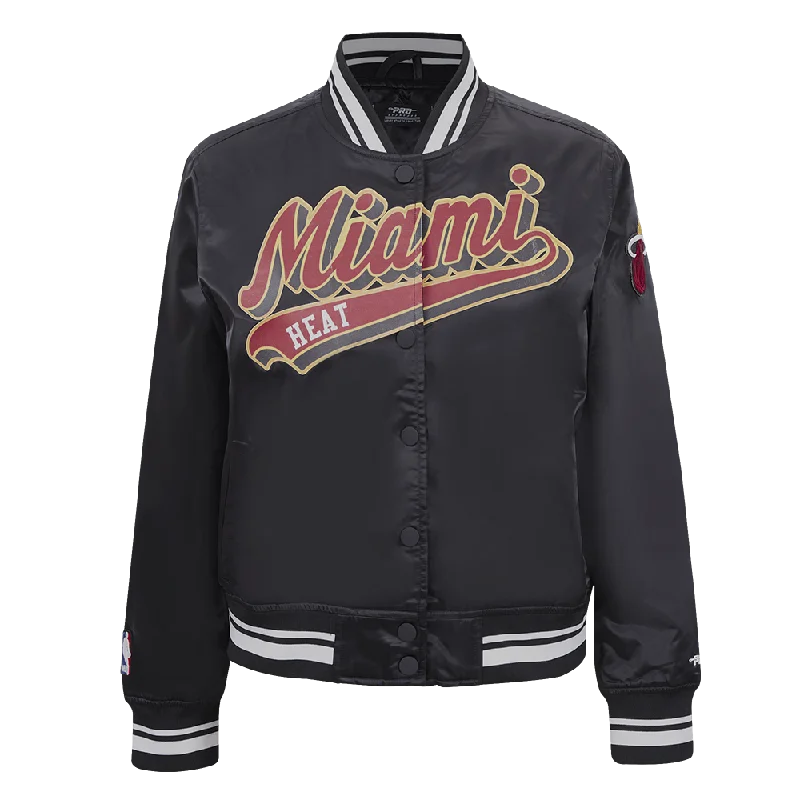 CHAMARRA NBA MIAMI HEAT SCRIPT TAIL SATIN JACKET PARA MUJER Jersey Jacket Tulle Jacket Batik Jacket