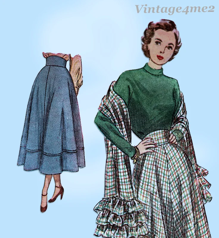 Simplicity 2580: 1940s Charming Misses Ruffled Skirt & Stole Vintage Sewing Pattern lace skirt romantic