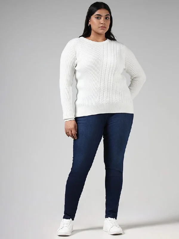 Gia Off White Knitted Sweater Spandex Rayon Corduroy
