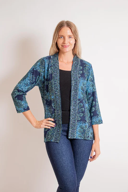 "Effie" Turquoise Open Front Jacket Jacket Blazer Coat