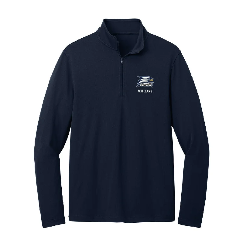 Georgia Southern - NCAA Women's Gymnastics : Rachel Williams - Lightweight Quarter Zip Jacket Denim Fabric Leather Fabric Suede Fabric