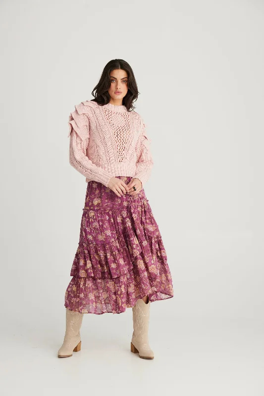 Sassy Skirt Orchid Haze button skirt front