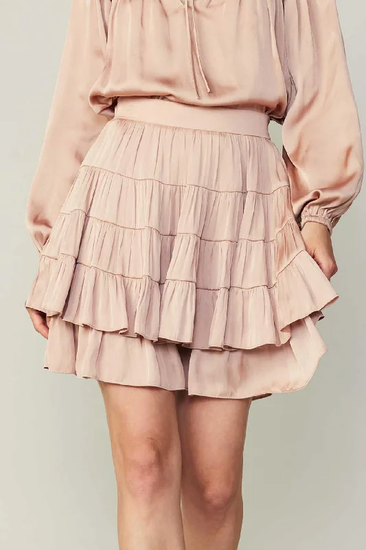 Tiered Mini Skirt- Faded Blush lace skirt intricate