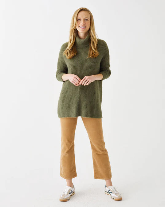 Mersea Chalet Cowl Neck Sweater Olive Lace Blend Ribbed Blend Corduroy Blend