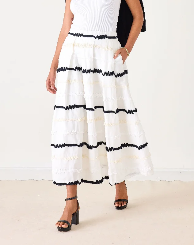 Luna Ribbon Skirt | White maxi skirt elegant