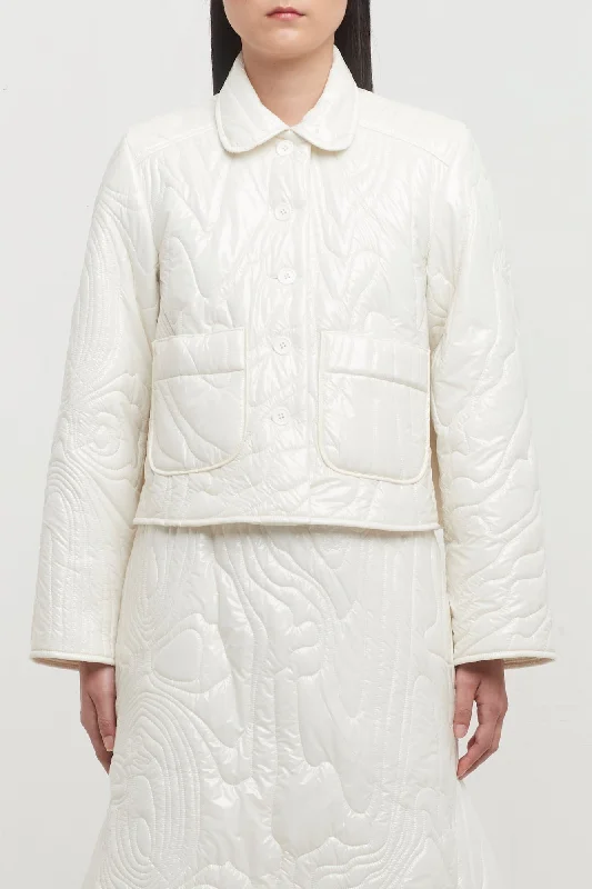 Melitta Baumeister White Glossy Nylon Quilt Jacket Insulated Jacket Fitted Jacket Loose Jacket