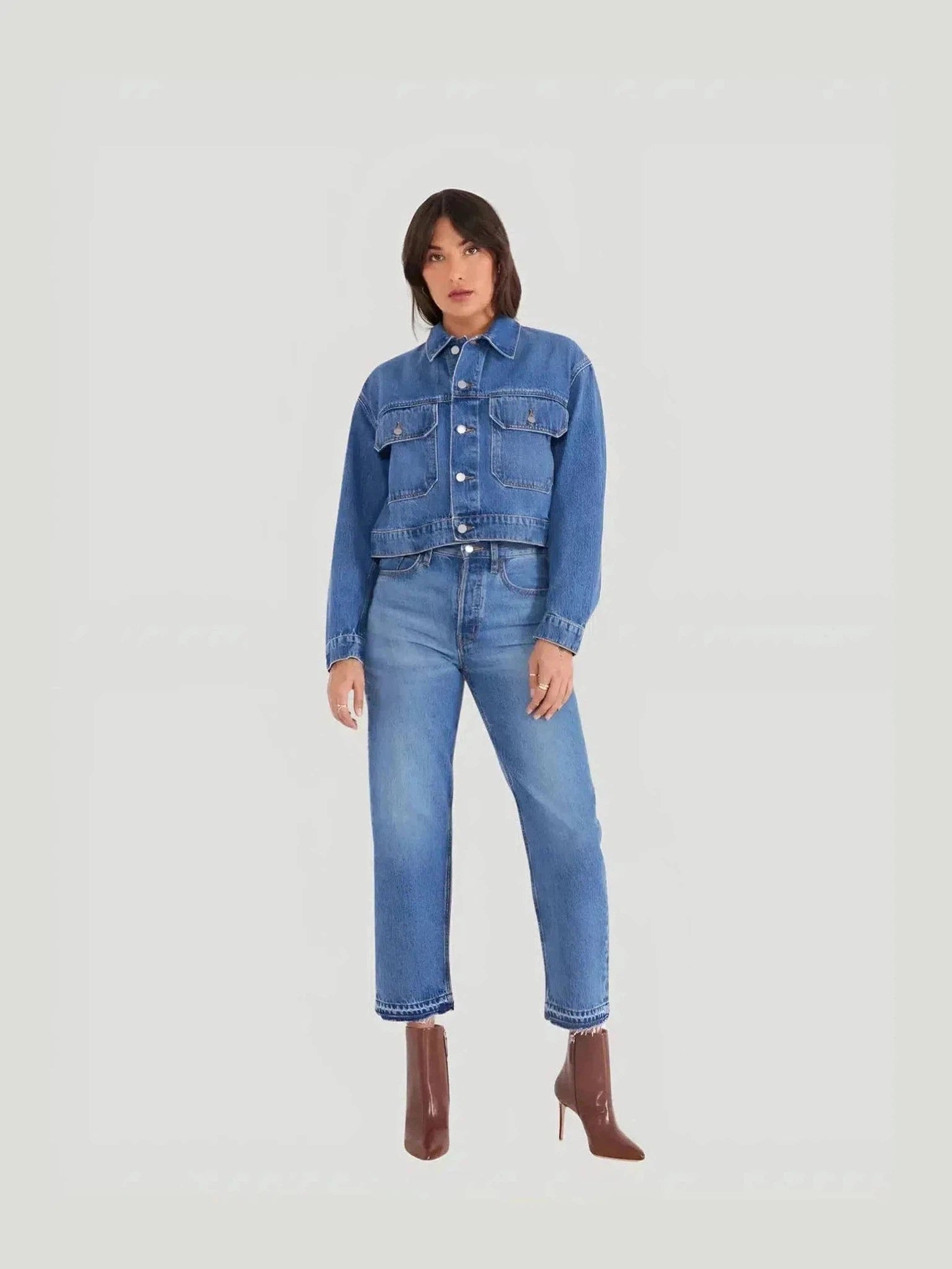ÉTICA Denim River Crop Jacket Faux Fur Jacket Real Fur Jacket Shearling Jacket
