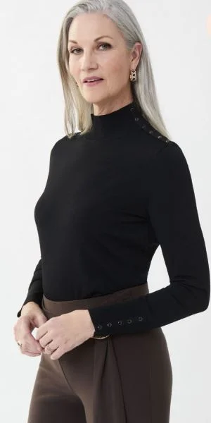 Joseph Ribkoff Black Studded Sweater Style 223954 Iron Safe Non-Iron Wrinkle Free