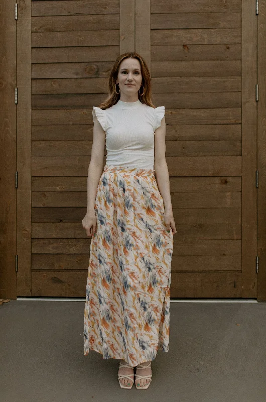 The Kasia Watercolour Maxi Skirt - PLUS linen skirt airy