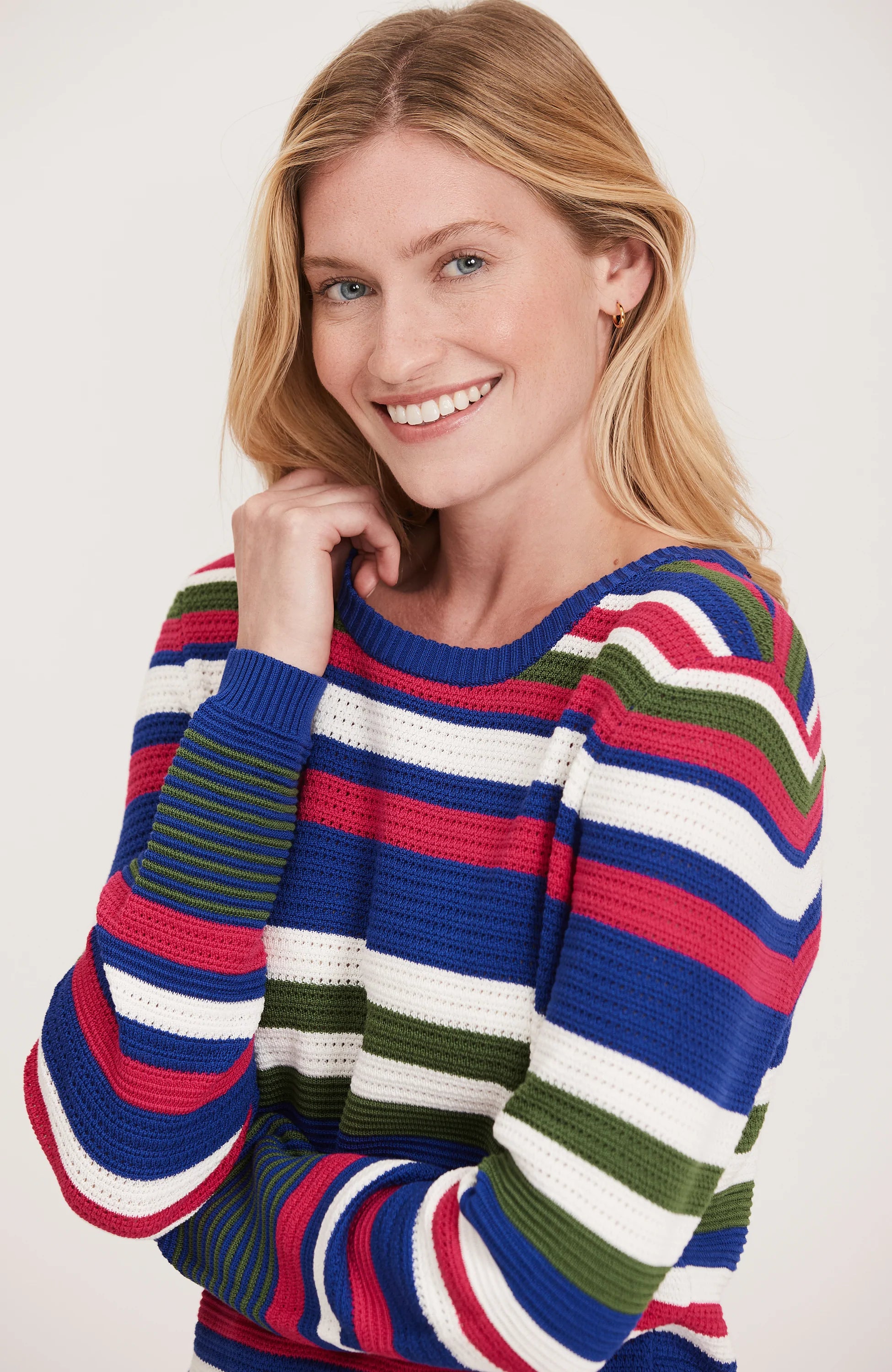 Tyler Boe Ottoman Striped Sweater Multi Hooded Caped Shawl Collar