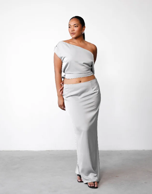 Viviana Maxi Skirt (Silver) wrap skirt elegant