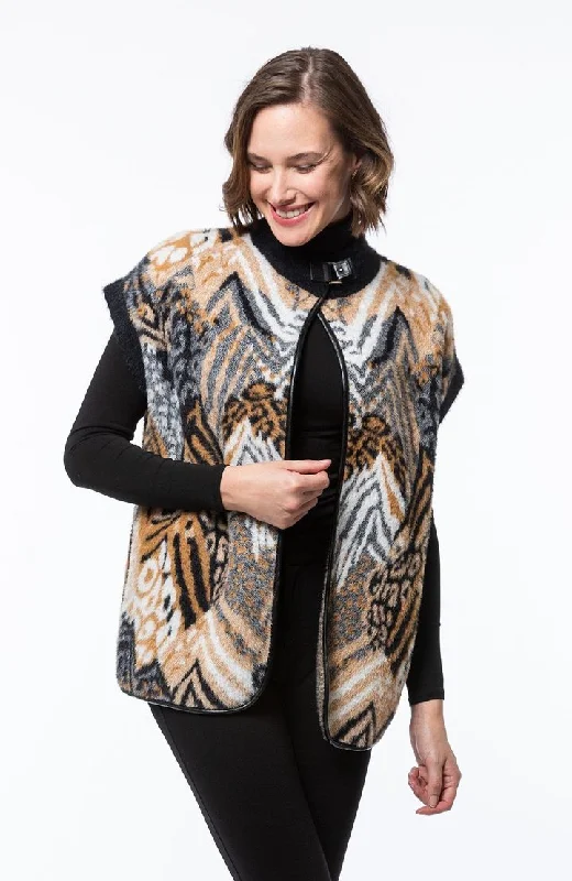 Tyler Boe Navajo Animal Printed Sweater Cape Open Front Closed Front Wrap Front