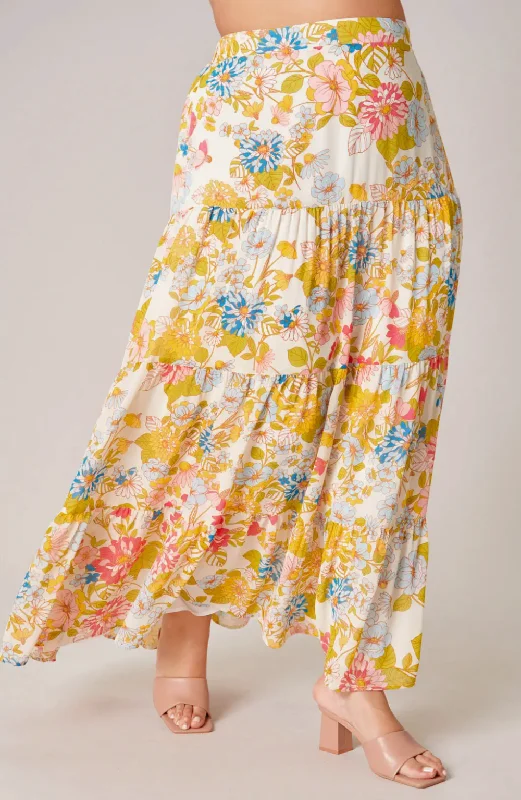 The Rochelle Tiered Maxi Skirt - PLUS linen skirt relaxed