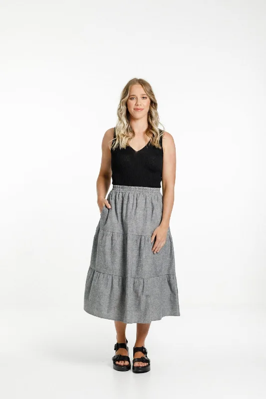 Lexi Skirt Charcoal linen skirt light