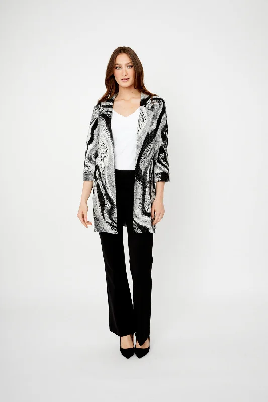 Black/ Grey Jacket Tailored Jacket Straight Jacket A-Line Jacket