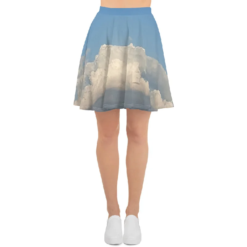 GG - Skater Skirt - Clouds & Blue Sky linen skirt natural