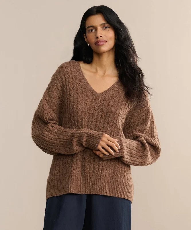 Nell V-Neck Sweater Terry Blend Velvet Blend Canvas Blend