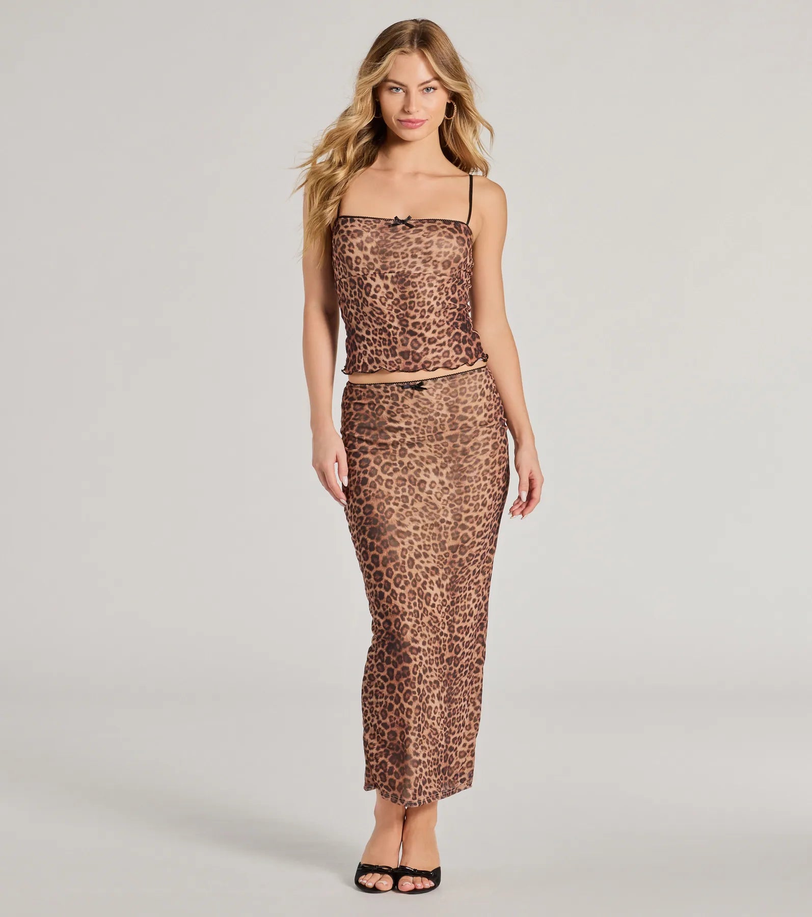 Forever Fierce Leopard Print and Bow Maxi Skirt velvet skirt luxury