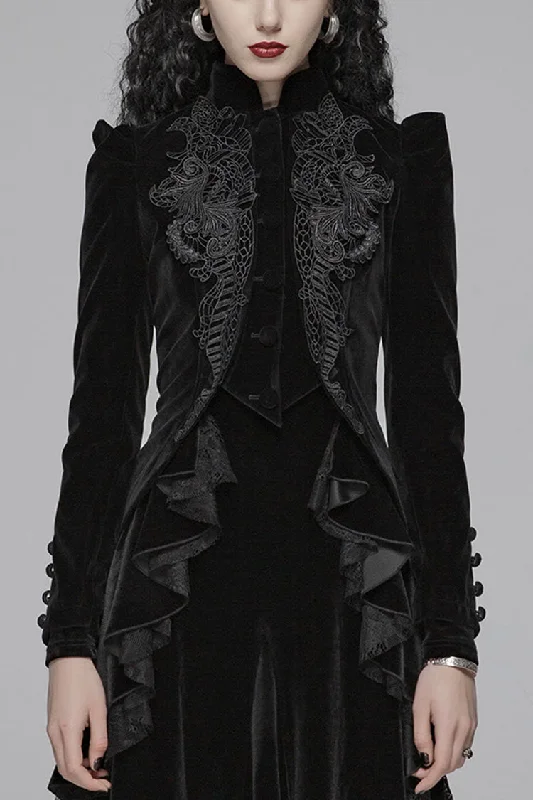 Gothic Long Puff Sleeves Hollow Womens Swallowtail Short Coat Jacket 2 Colors Tiered Jacket Buttoned Jacket Zippered Jacket Gothic Long Puff Sleeves Hollow Womens Swallowtail Short Coat Jacket 2 Colors Tiered Jacket Buttoned Jacket Zippered Jacket