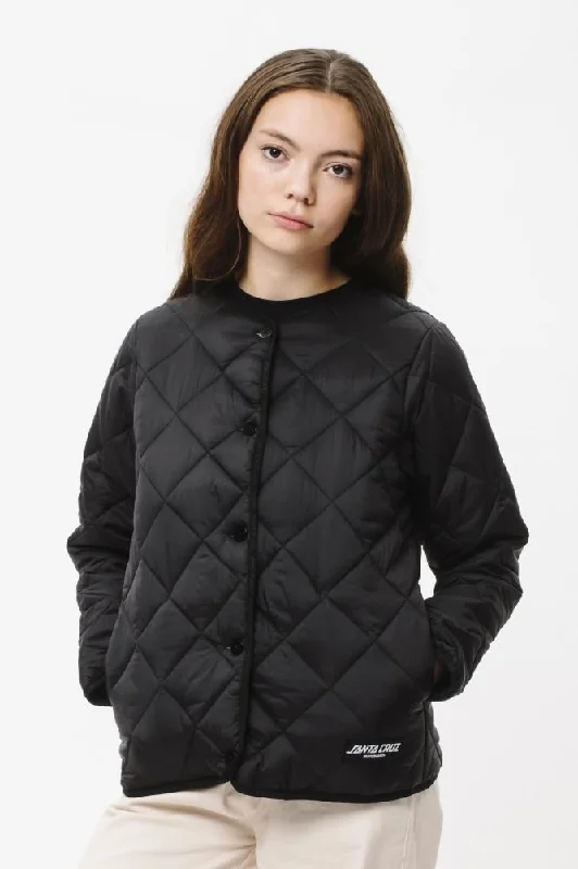 Santa Cruz Womens Jacket Strip Liner Jacket - Black Fleece Jacket Down Jacket Parka