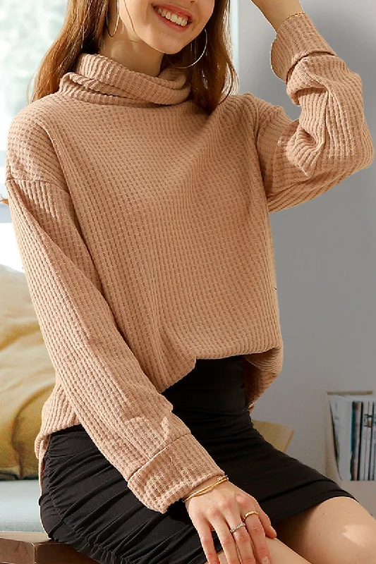 TURTLE HIGH NECK SWEATER KNIT TOP Lace Blend Ribbed Blend Corduroy Blend