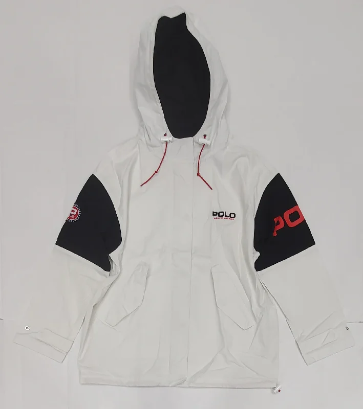 Nwt Polo Ralph Lauren Women's White Polo Sport Windbreaker Patch Jacket Lace Jacket Ribbed Jacket Sequined Jacket