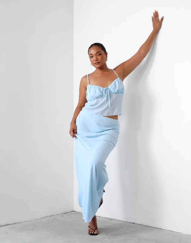 Isla Maxi Skirt (Ice Blue) linen skirt breathable