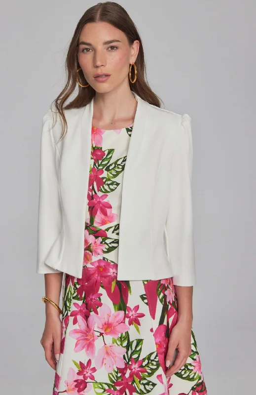 Joseph Ribkoff Crispy White Crepe Cropped Jacket Chenille Jacket Brocade Jacket Lace Jacket