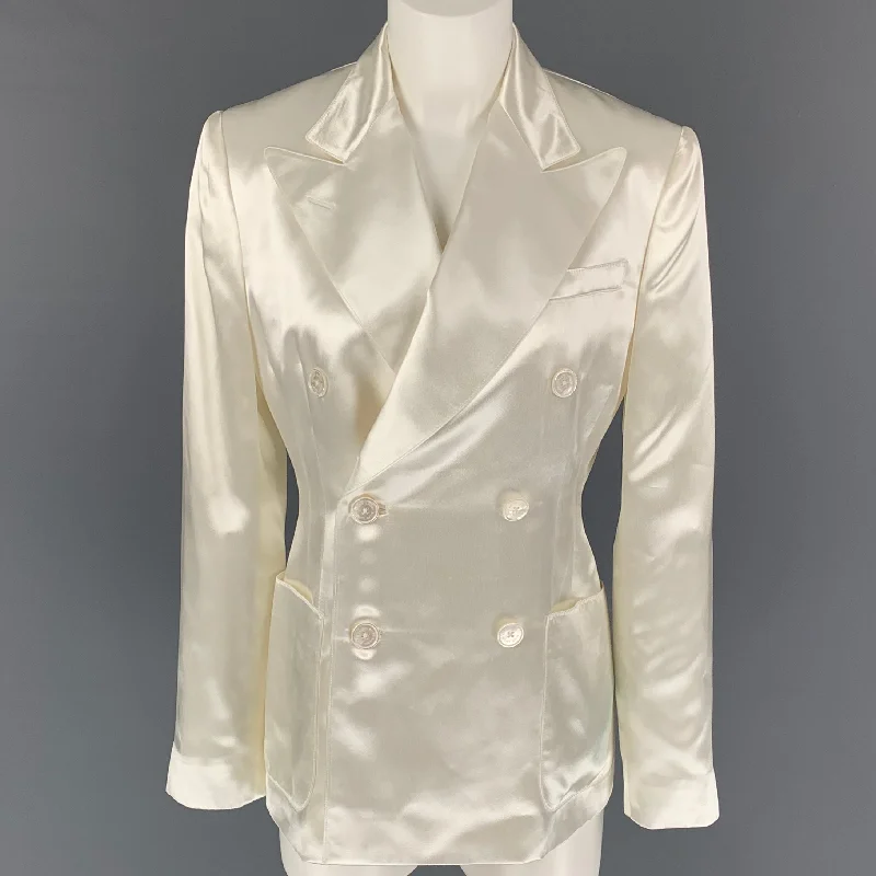 RALPH LAUREN Collection  Size 6 Cream Acetate Viscose Jacket Blazer Satin Jacket Silk Jacket Chiffon Jacket