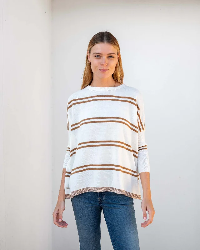 Mersea The Catalina Travel Sweater Tobacco Stripe Chenille Fabric Brocade Fabric Lace Fabric