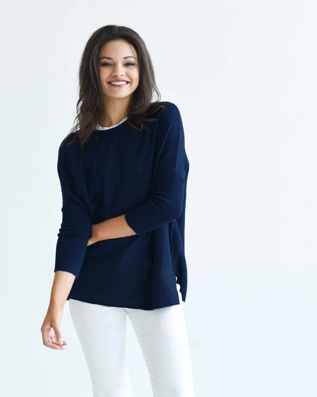 Mersea The Catalina Travel Sweater Deep Water Boxy Sweater Fitted Sweater A-Line
