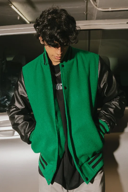Verdant Men's Varsity Jacket Hoodie Zip-Up Jacket Button-Up Jacket