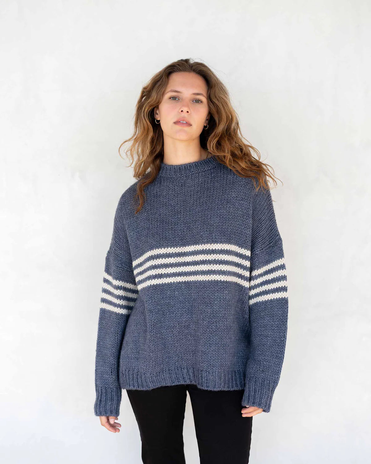 Mersea Seacoast Stripe Sweater Harbor Blue Tailored Straight A-Line