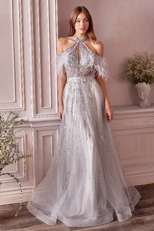 Enchanted Elegance: Captivating Gown with Intricate Beadwork and Voluminous Skirt ruffled skirt detail