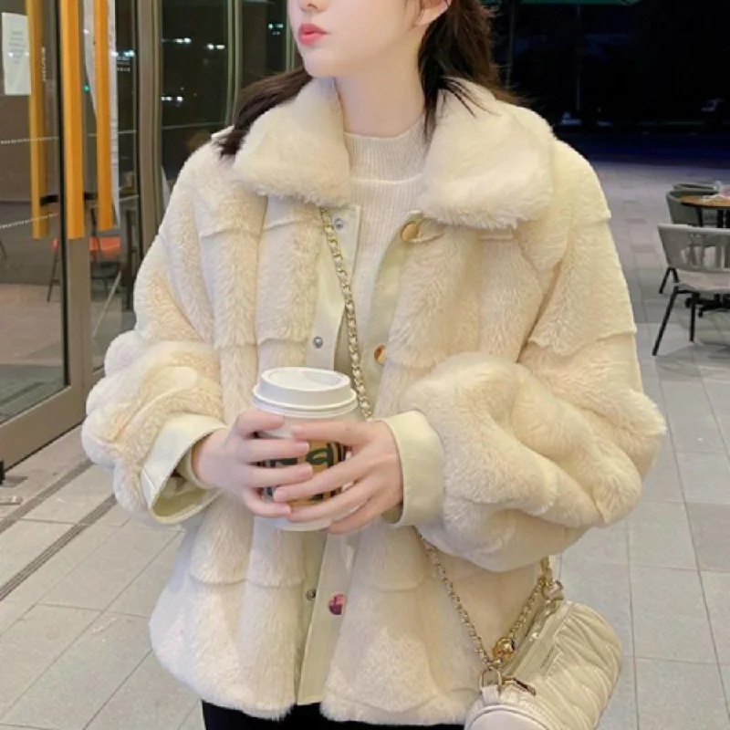 Womens Faux Fur Jacket With Vegan Leather Trimmed Cuffs Faux Fur Jacket Real Fur Jacket Shearling Jacket